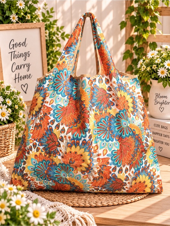 Eleanor ShuMark Handbags - Large Capacity Reusable Nylon Shopping Tote Bag Foldable Lightweight